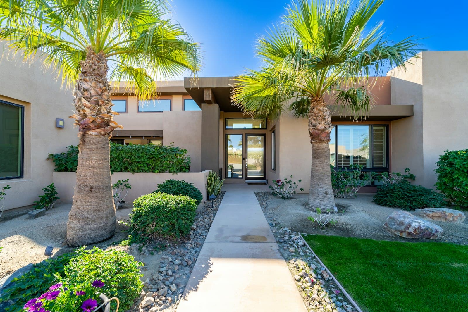 Southern California house with palm trees, representing San Diego ADU neighborhoods